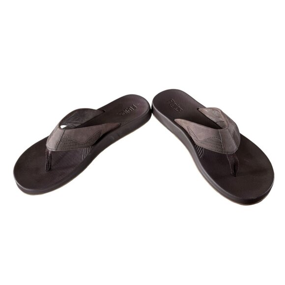 Flojos Men's Jorge 2.0 Faux Leather Arch Support Flip Flops Brown Size 11 - Picture 2 of 8